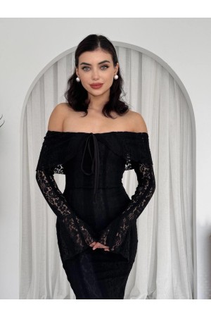 M00581-SIYAH Siyah ELBİSE