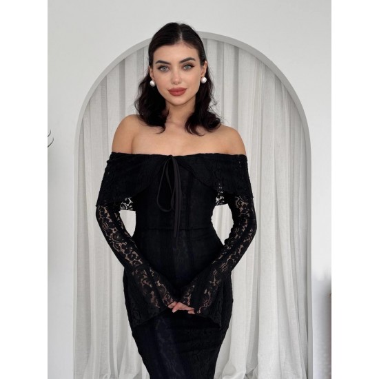 M00581-SIYAH Siyah ELBİSE