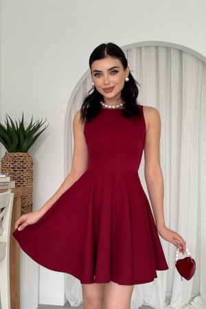 M00585-BORDO Bordo ELBİSE