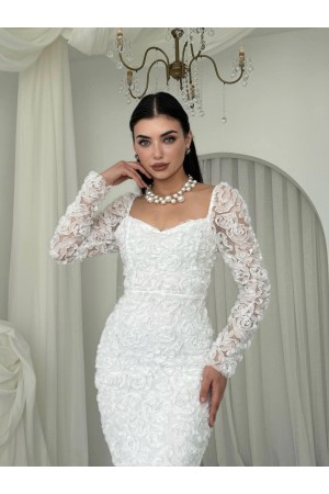 M00588-BEYAZ Beyaz ELBİSE