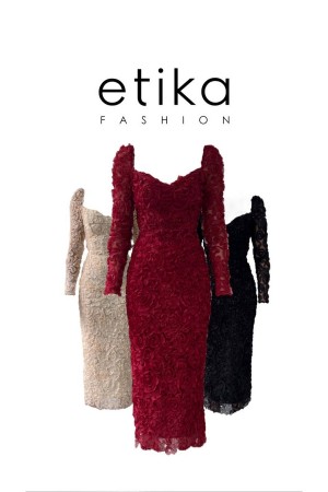 M00588-BORDO Bordo ELBİSE