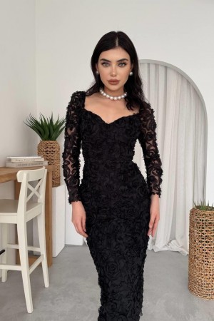 M00588-SIYAH Siyah ELBİSE