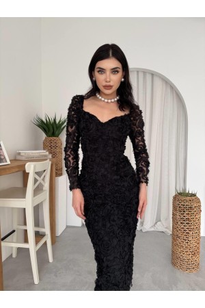 M00588-SIYAH Siyah ELBİSE