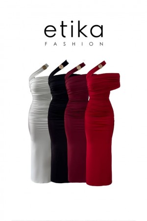 M00595-BEYAZ Beyaz ELBİSE