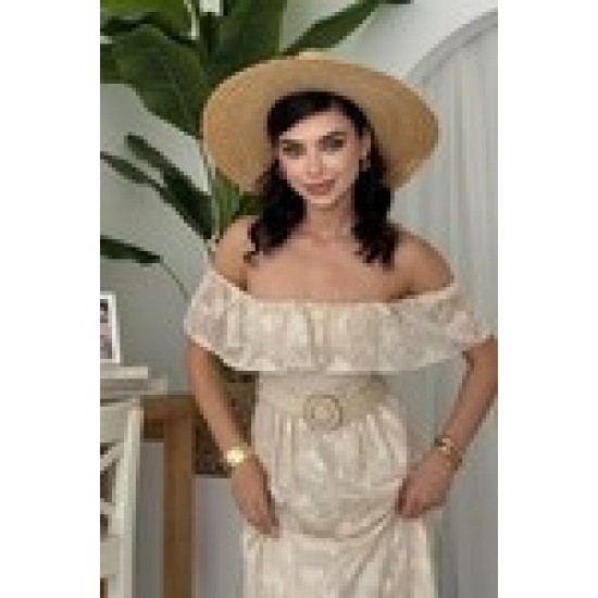 M00596-BEJ Bej ELBİSE