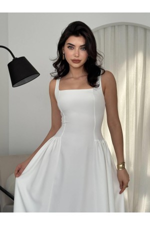 M00597-BEYAZ Beyaz ELBİSE