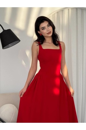 M00597-KIRMIZI Kırmızı ELBİSE