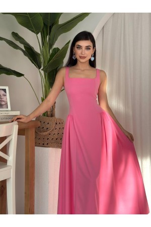 M00597-PEMBE Pembe ELBİSE