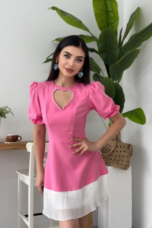 M00612-PEMBE Pembe ELBİSE