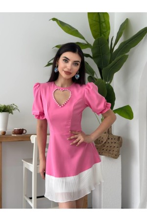 M00612-PEMBE Pembe ELBİSE