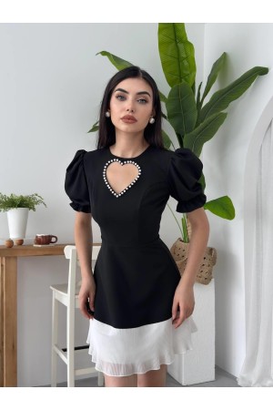 M00612-SIYAH Siyah ELBİSE