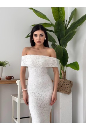 M00617-BEYAZ Beyaz ELBİSE