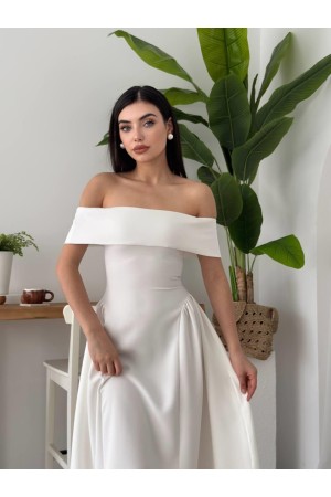 M00618-BEYAZ Beyaz ELBİSE