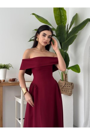 M00618-BORDO Bordo ELBİSE