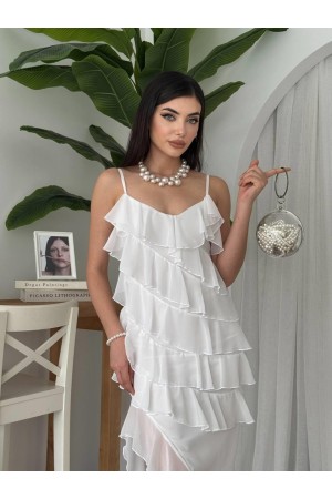 M00621-BEYAZ Beyaz ELBİSE