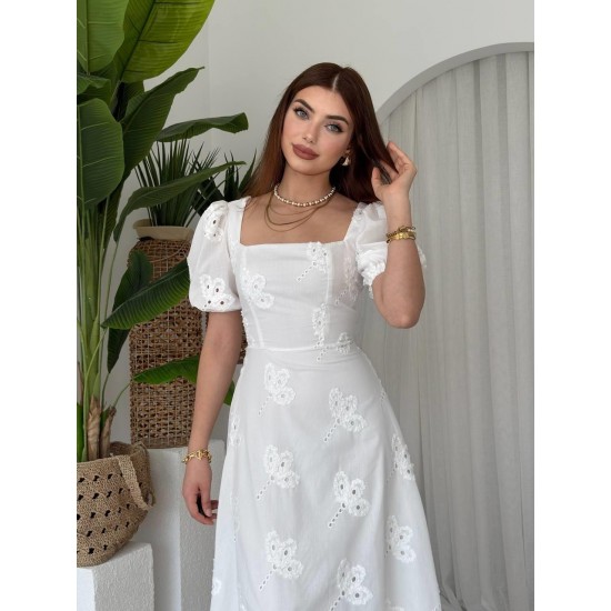 M00624-BEYAZ Beyaz ELBİSE