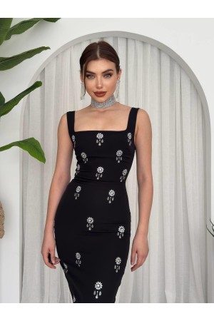 M00625-SIYAH Siyah ELBİSE