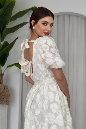 M00627-BEYAZ Beyaz ELBİSE