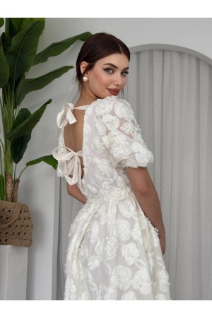 M00627-BEYAZ Beyaz ELBİSE