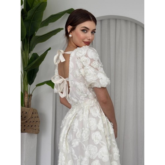 M00627-BEYAZ Beyaz ELBİSE