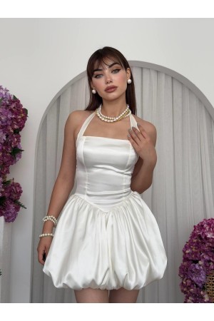 M00629-BEYAZ Beyaz ELBİSE