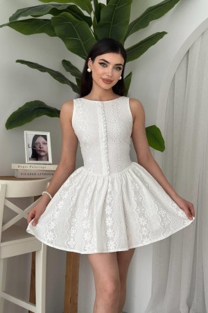 M00631-BEYAZ Beyaz ELBİSE