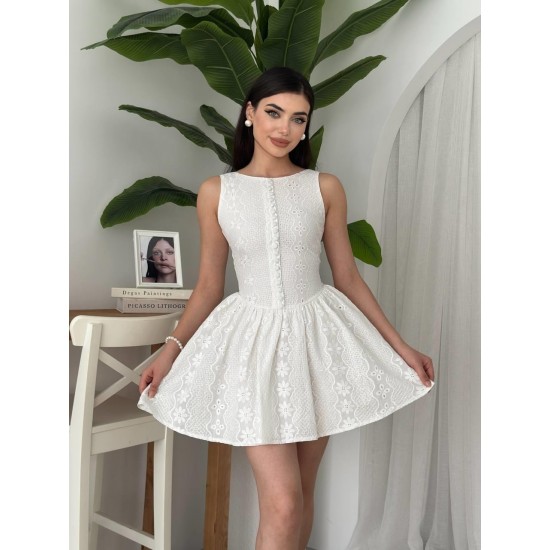 M00631-BEYAZ Beyaz ELBİSE