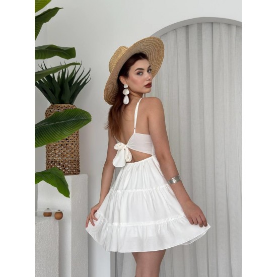 M00633-BEYAZ Beyaz ELBİSE