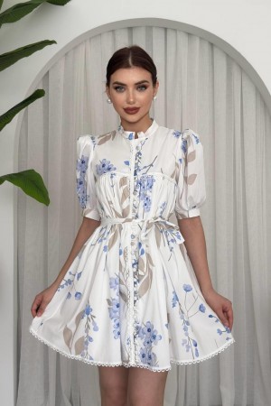 M00634-ÇİÇEK DESEN ÇİÇEK DESEN ELBİSE