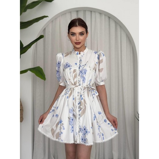 M00634-ÇİÇEK DESEN ÇİÇEK DESEN ELBİSE