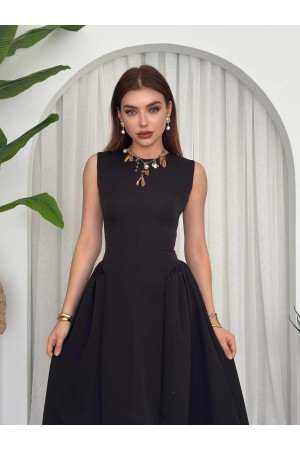 M00635-SIYAH Siyah ELBİSE