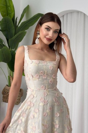 M00639-BEYAZ Beyaz ELBİSE