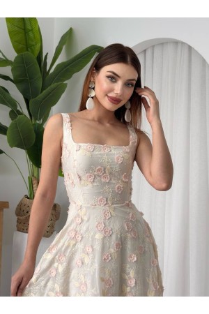 M00639-BEYAZ Beyaz ELBİSE