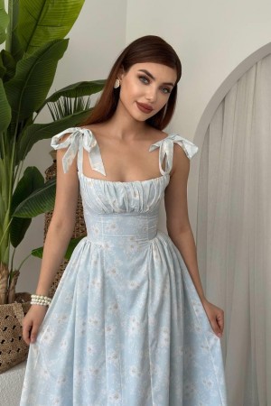 M00643-MAVİ Mavi ELBİSE