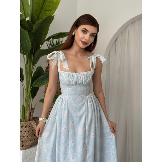 M00643-MAVİ Mavi ELBİSE