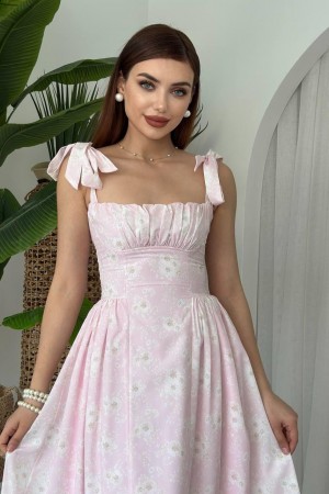 M00643-PEMBE Pembe ELBİSE