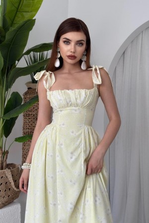 M00643-SARI Sarı ELBİSE