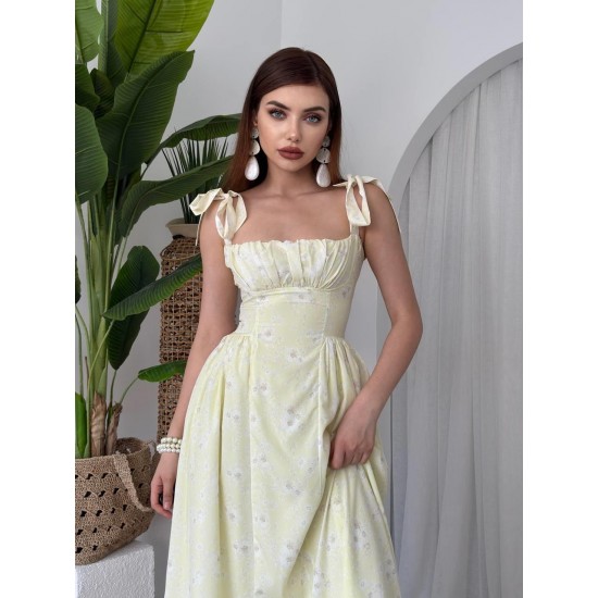 M00643-SARI Sarı ELBİSE