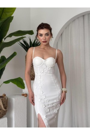 M00644-BEYAZ Beyaz ELBİSE