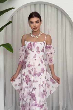 M00645-BEYAZ Beyaz ELBİSE