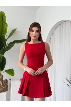 M00650-KIRMIZI Kırmızı ELBİSE