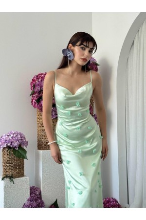 M00651-YEŞİL Yeşil ELBİSE