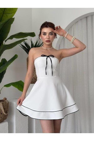 M00653-BEYAZ Beyaz ELBİSE