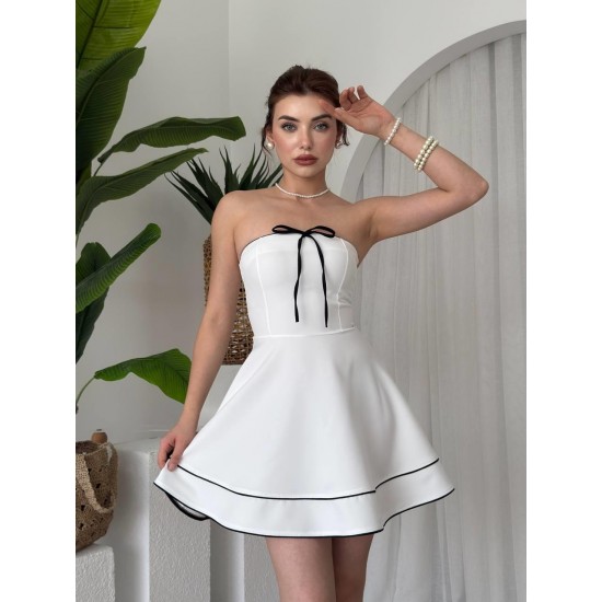 M00653-BEYAZ Beyaz ELBİSE