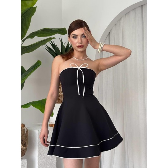 M00653-SIYAH Siyah ELBİSE