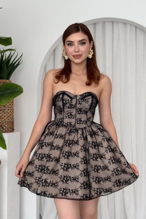 M00654-SIYAH Siyah ELBİSE