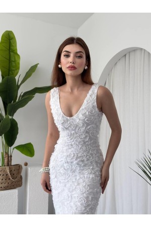 M00656-BEYAZ Beyaz ELBİSE