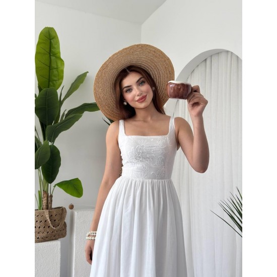 M00658-BEYAZ Beyaz ELBİSE