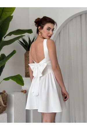 M00660-BEYAZ Beyaz ELBİSE