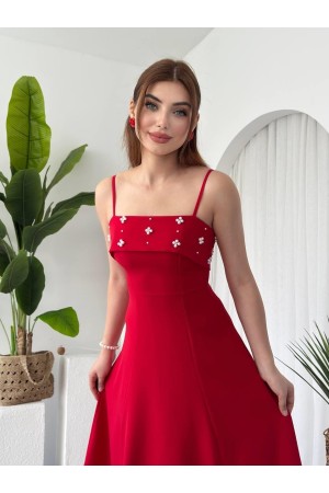 M00662-KIRMIZI Kırmızı ELBİSE